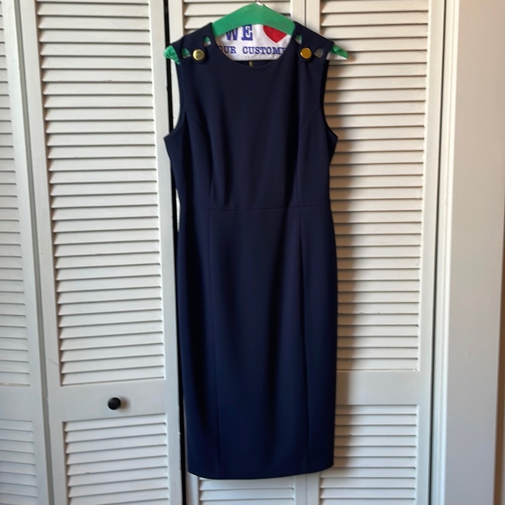 Blue sheath work dress